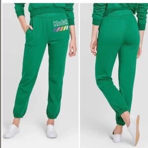 Kodak Green Graphic Logo Jogger Sweatpants Rainbow Stripe Womens Small S